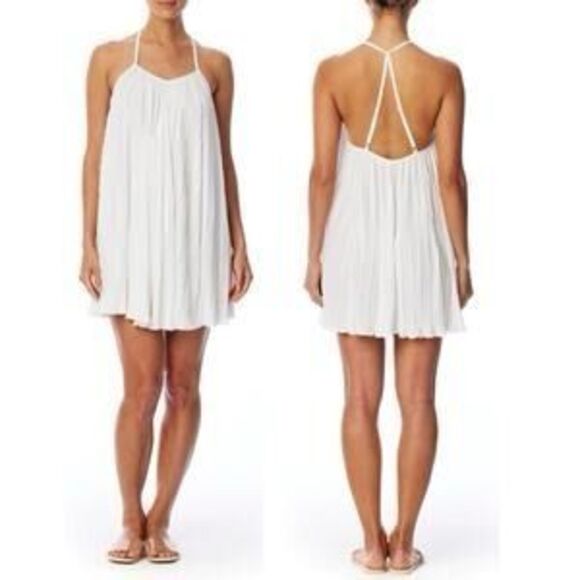 NWT LBLC Normal White Pleated Dress Flowy Size Medium (v1) - Picture 1 of 6